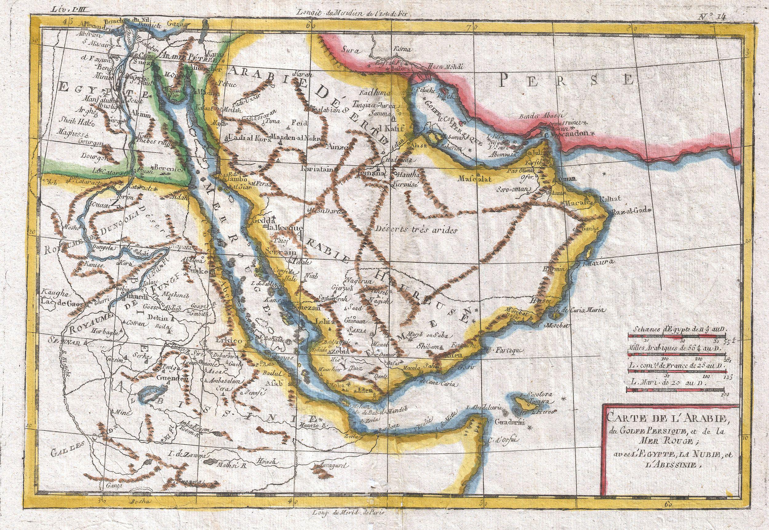 Historische Karte Ägypten von 1780