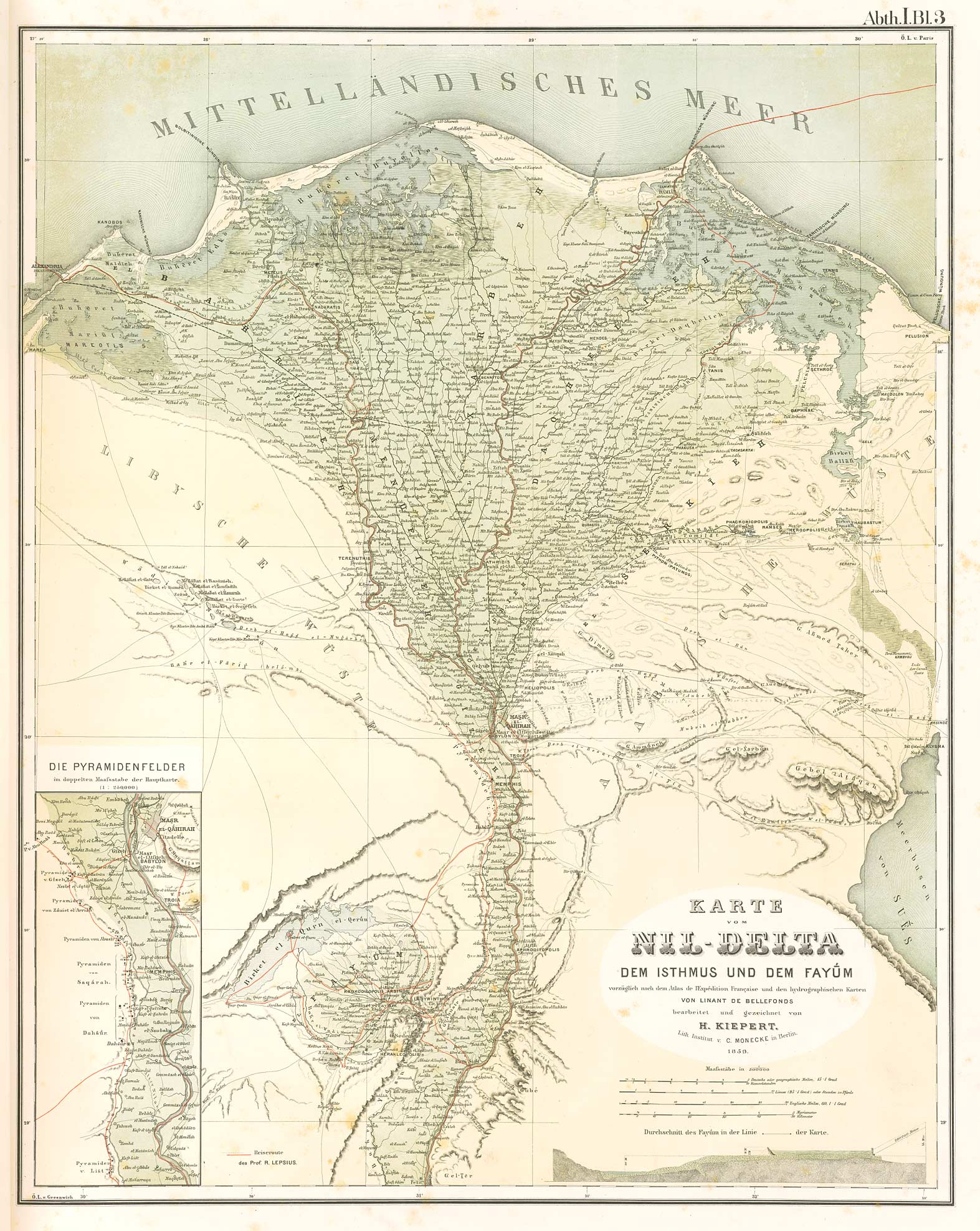 Historische Karte Aegypten von 1859
