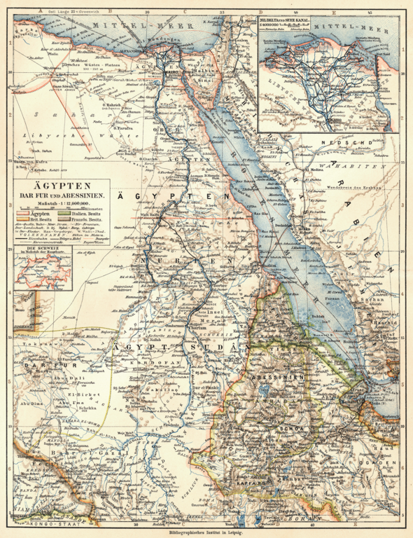 Historische Karte Ägypten von 1905