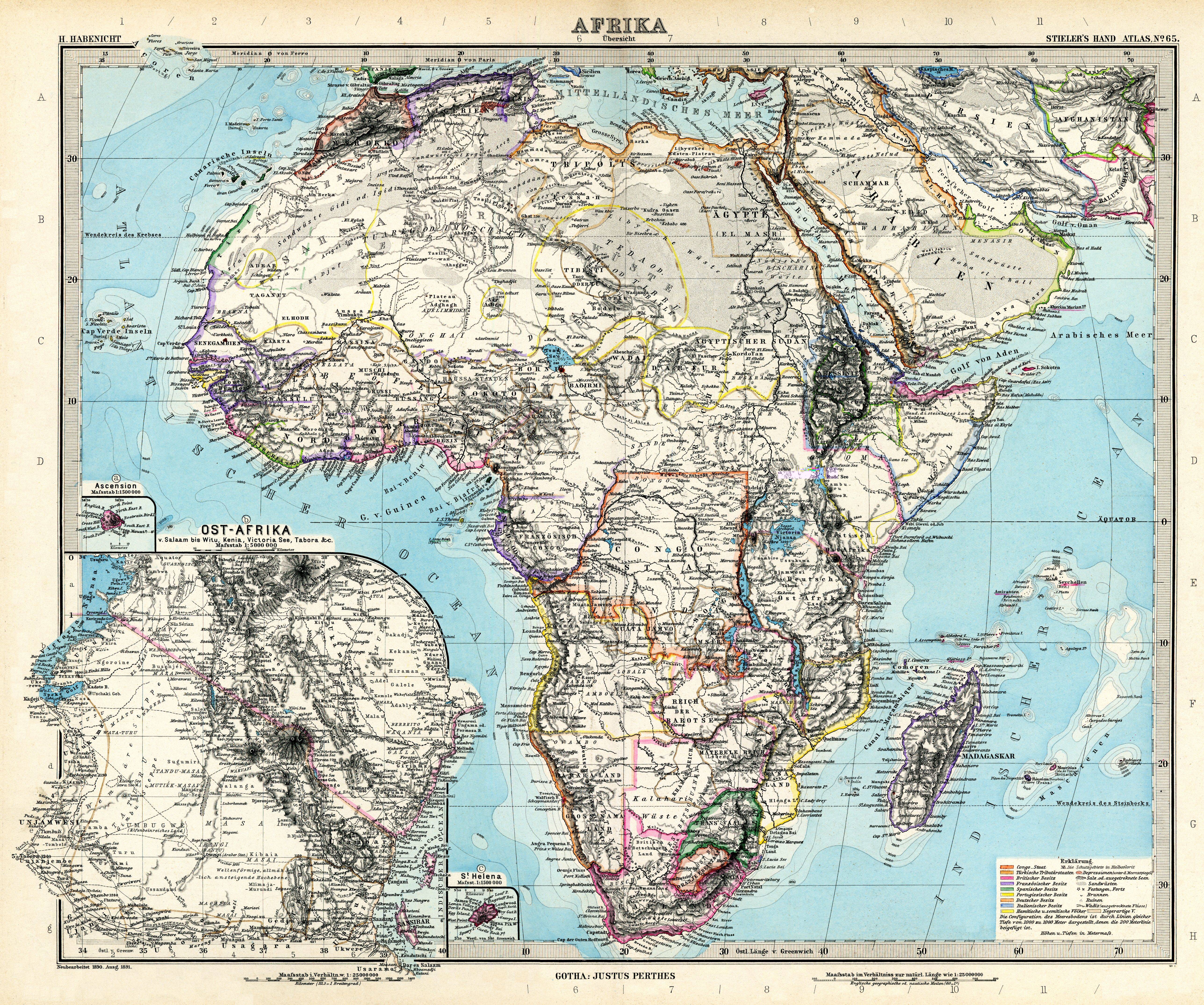 Stielers Handatlas: Karte von Afrika 1891