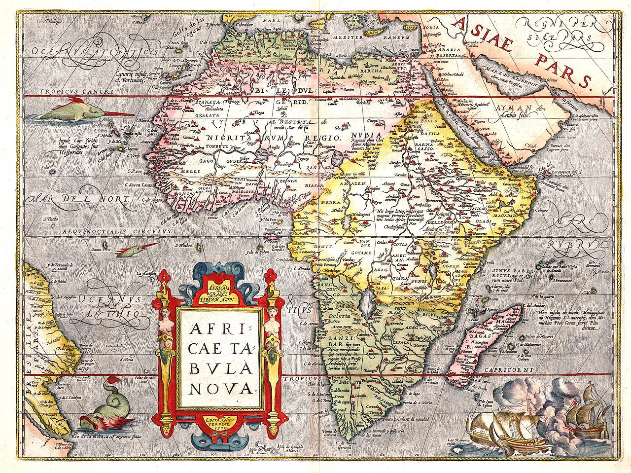 Historische Karte Afrika von 1570
