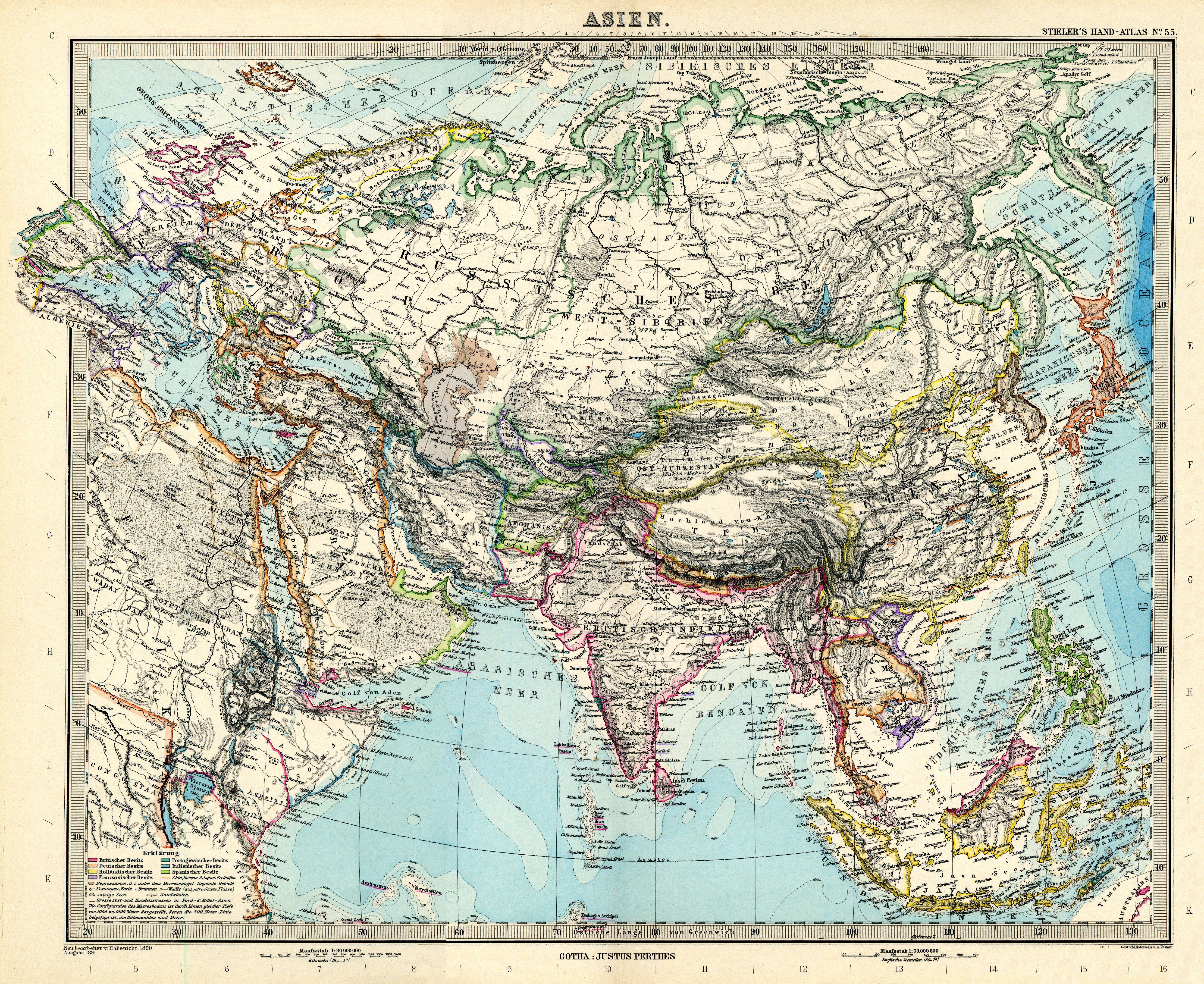 Karte von Asien 1891