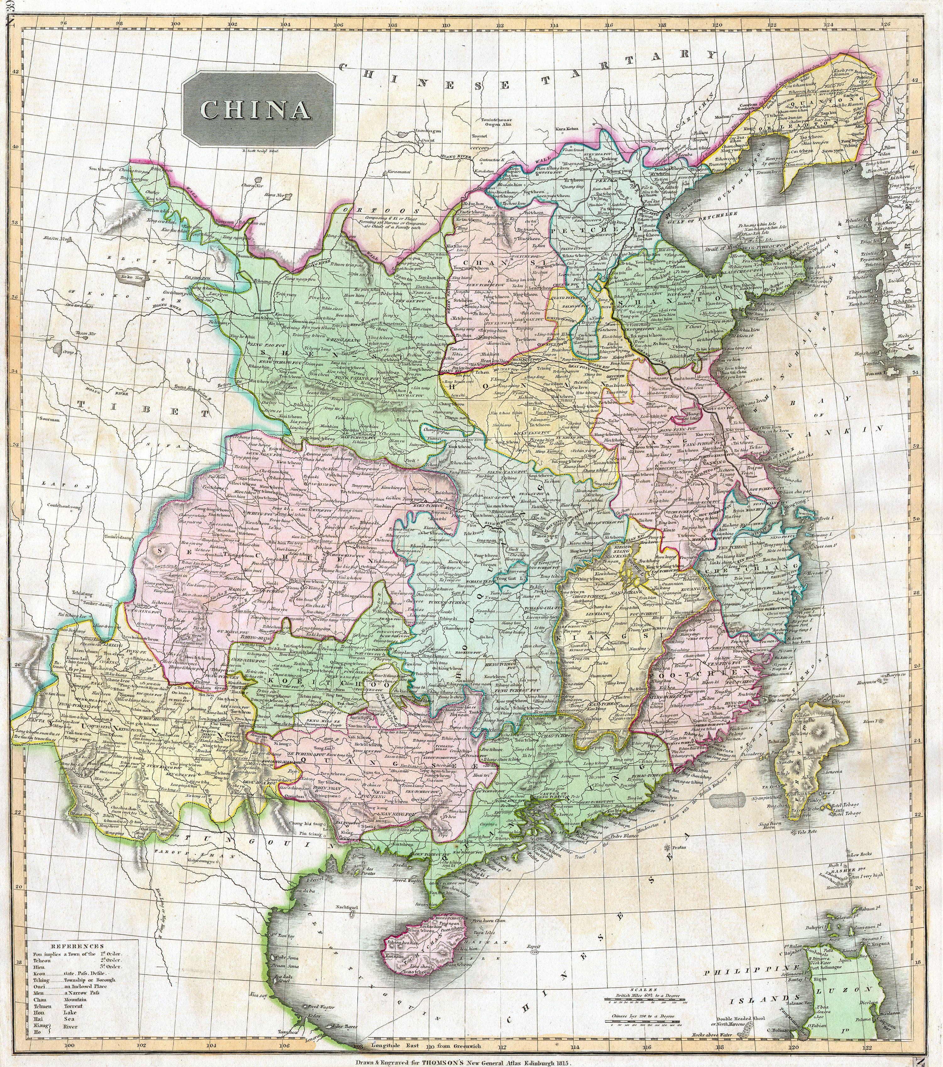 historische Karte von China 1815