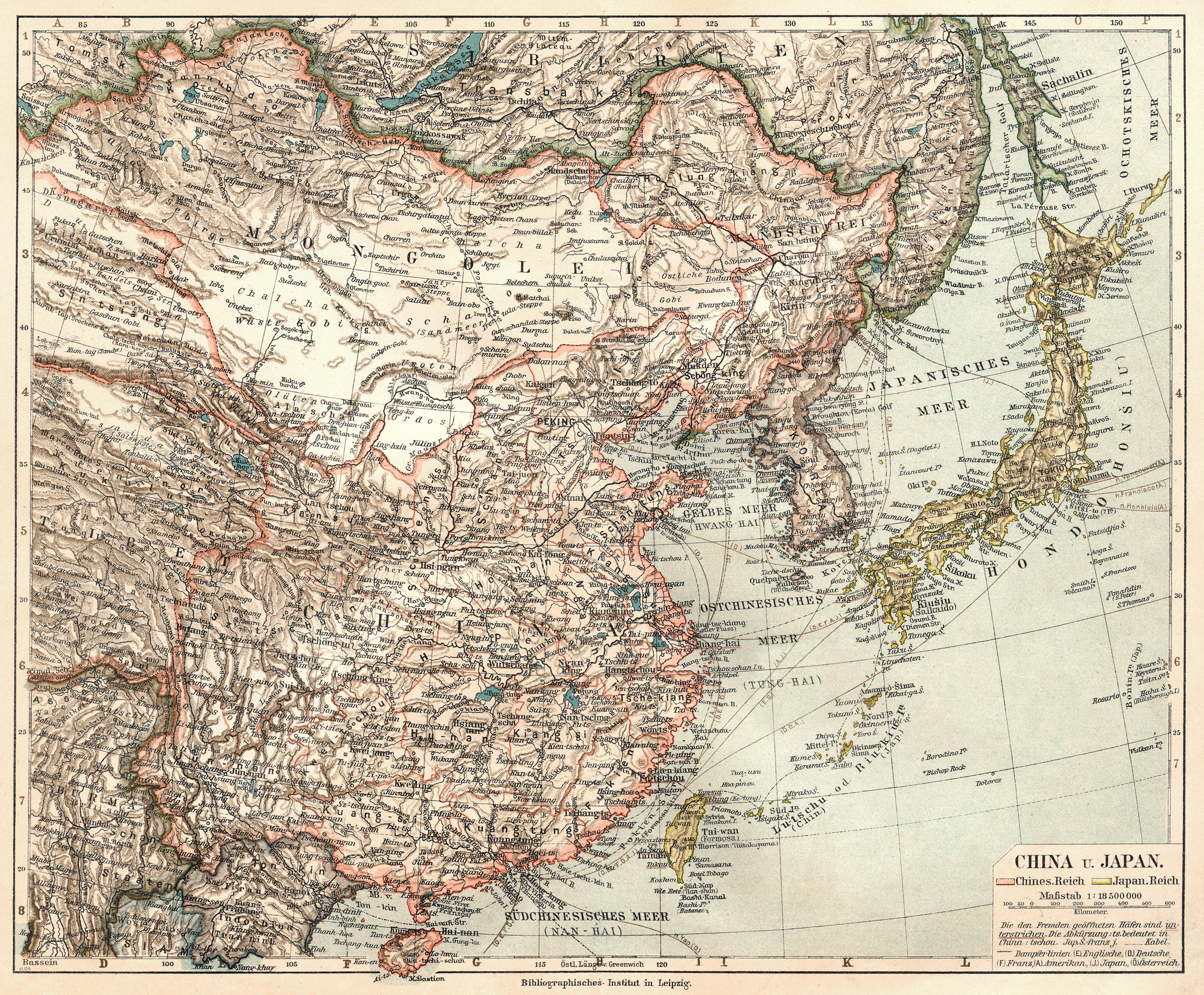 historische Karte von China 1905