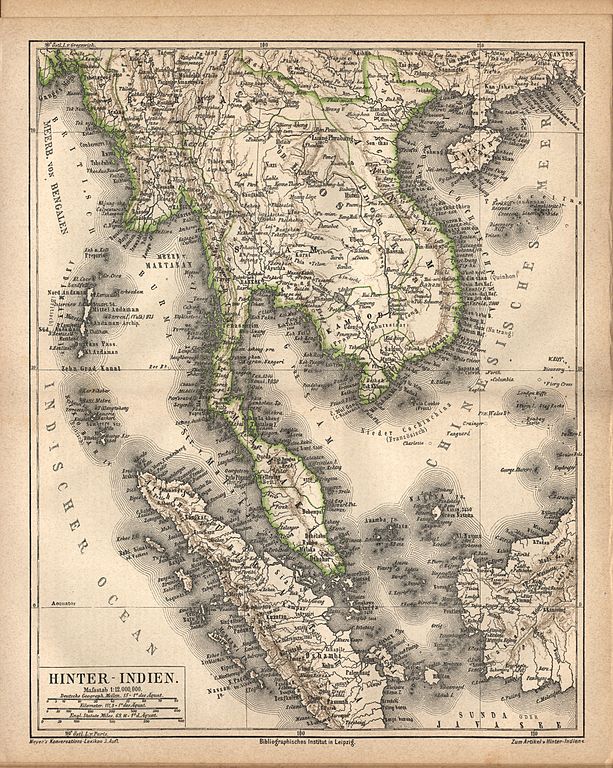 historische Karte von Thailand 1876