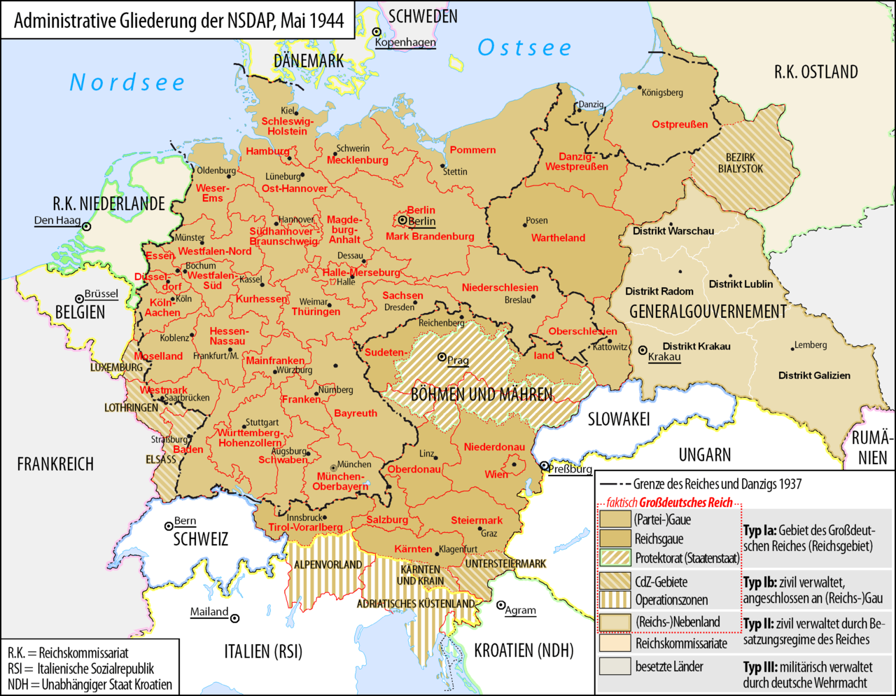 Karte Deutschland von 1944