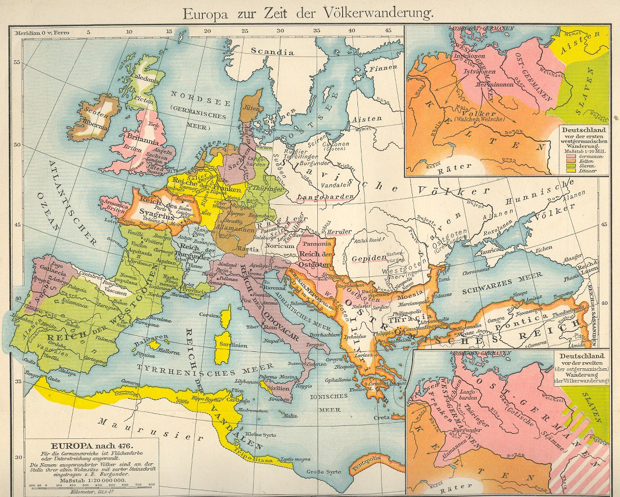 Historische Karte Europa von 476