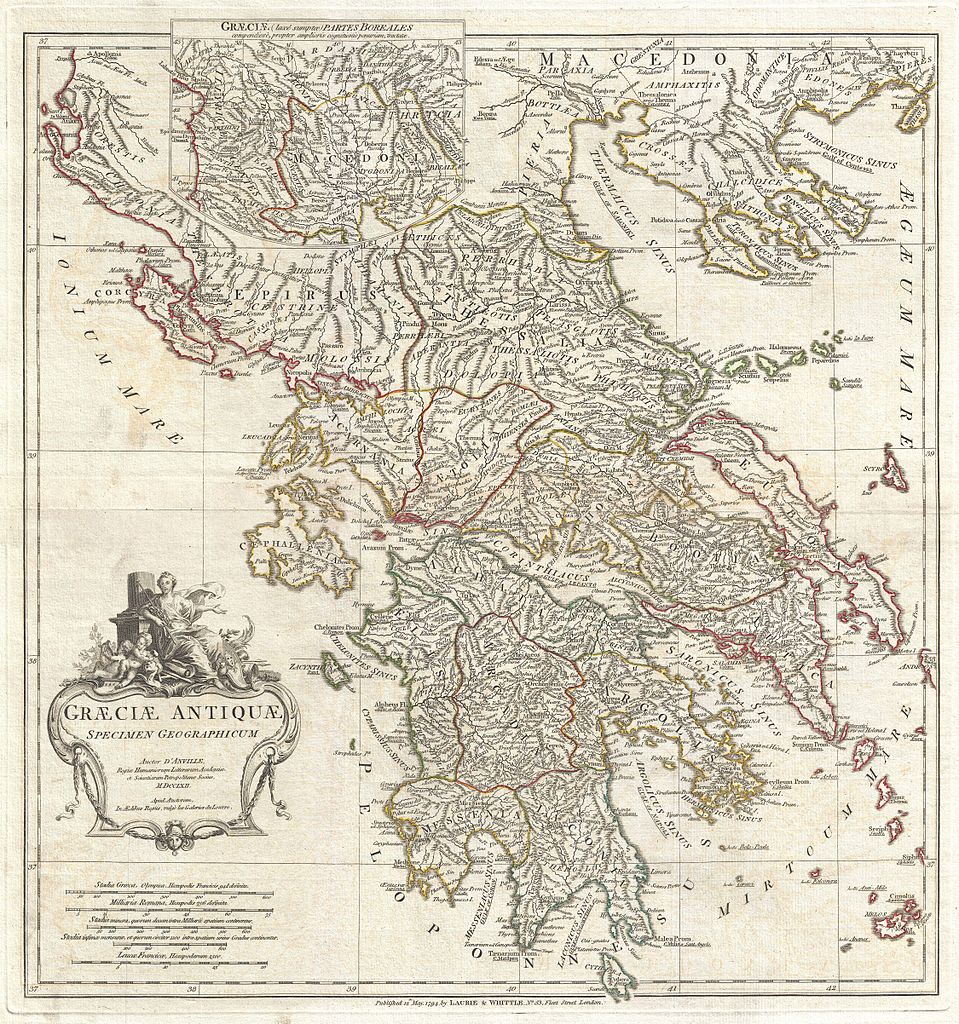 historische Karte von Griechenland 1794