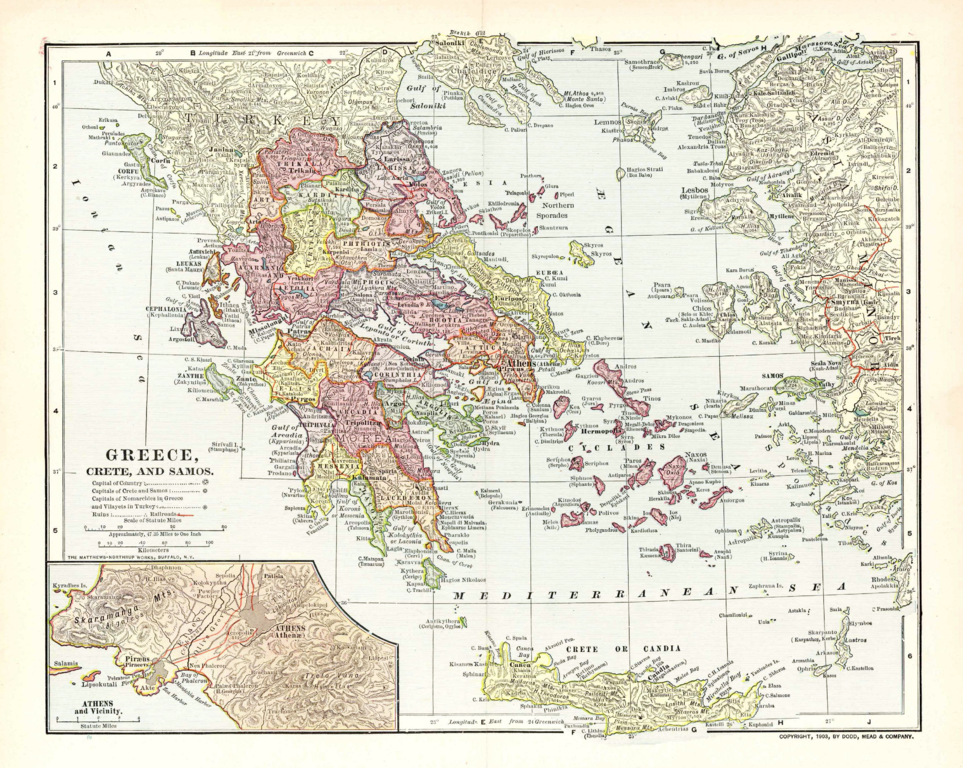 historische Karte von Griechenland 1903