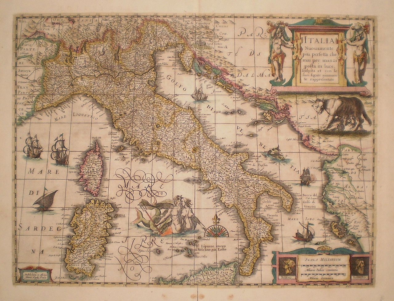 historische Karte von Italien 1654