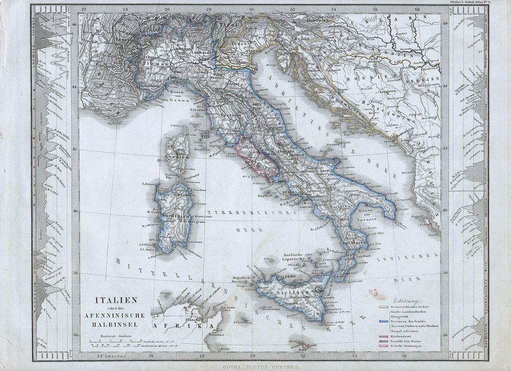 historische Karte von Italien 1862