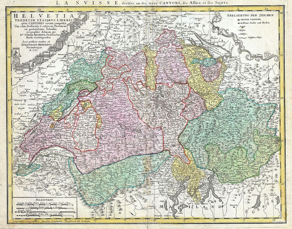 historische Karte der Schweiz 1753