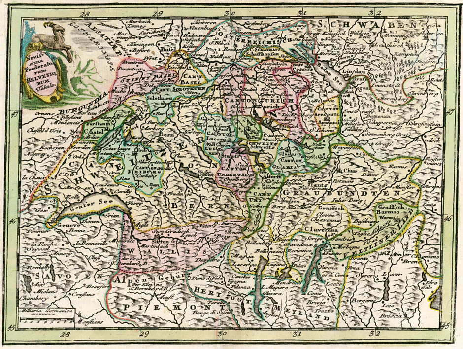 historische karte der Schweiz 1762