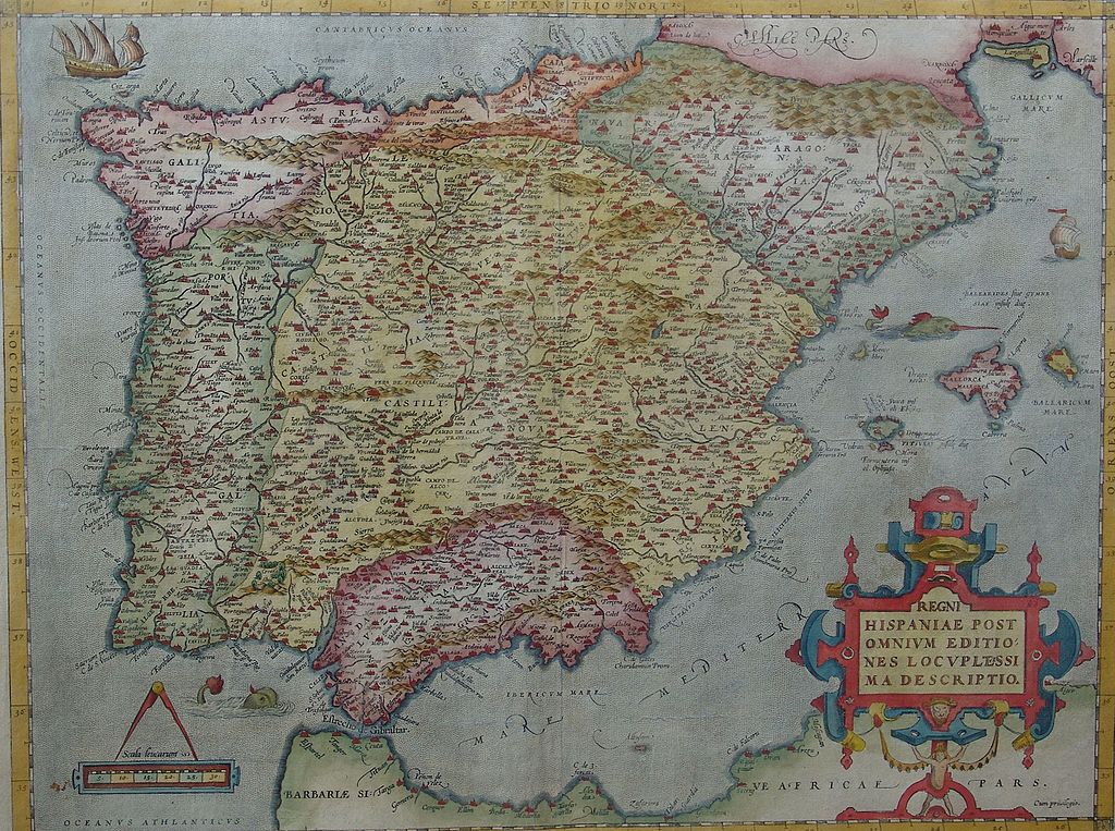 historische Karte von Spanien 1570