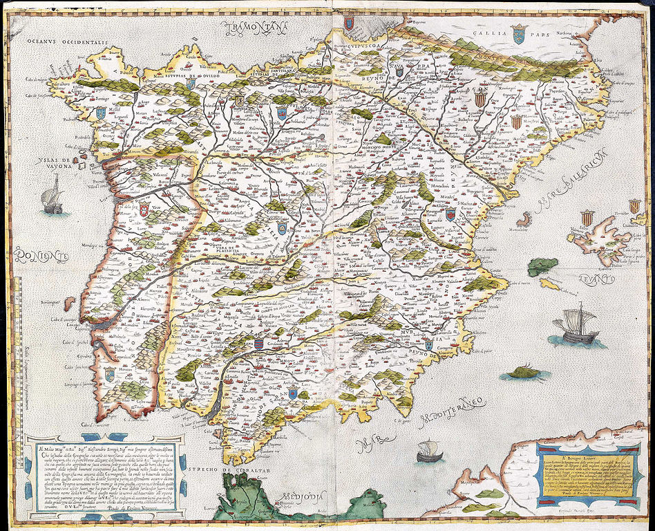historische Karte von Spanien 1600