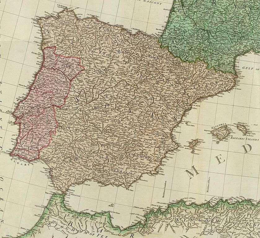 historische Karte von Spanien 1785