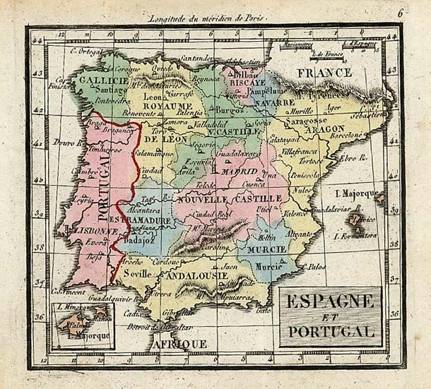 historische Karte von Spanien 1820