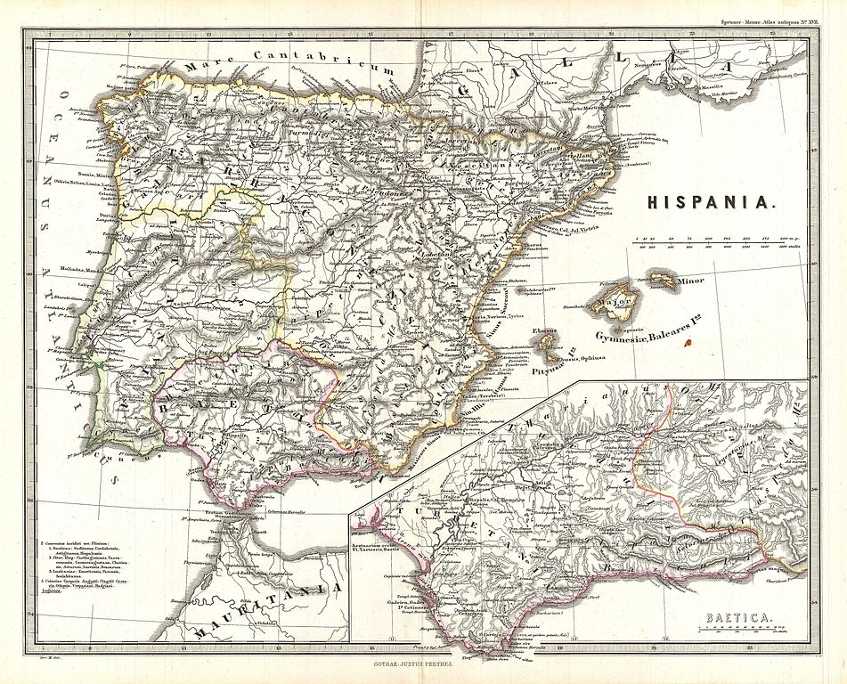 historische Karte von Spanien 1865