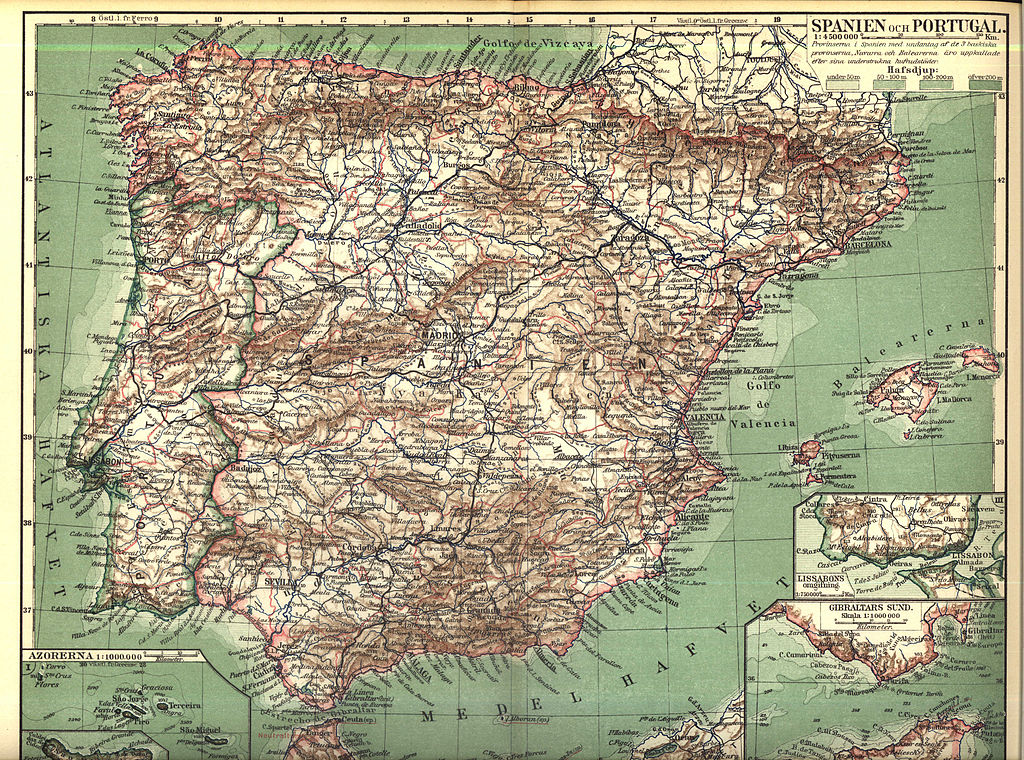 historische Karte von Spanien 1917