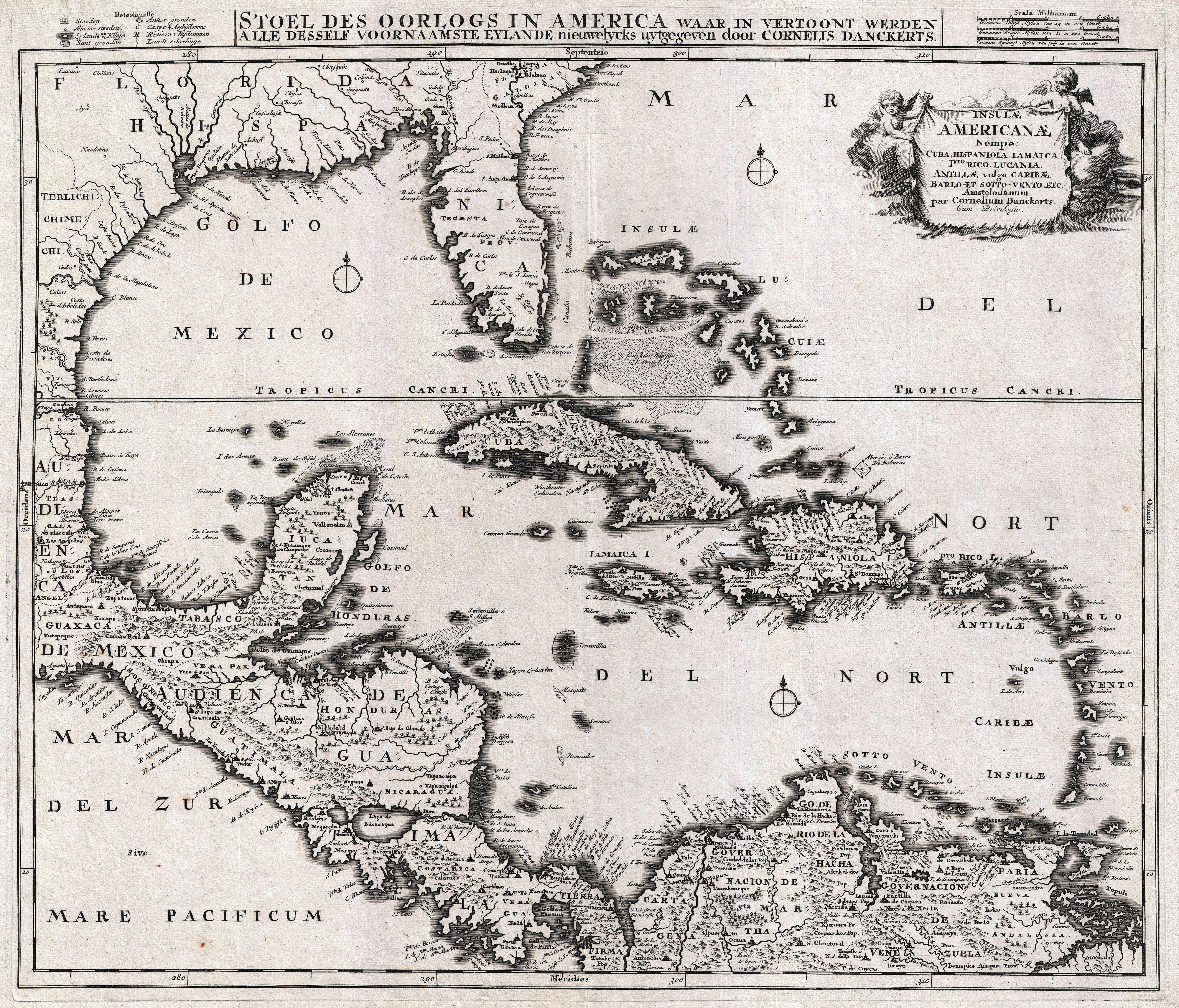 Historische Karte der Karibik 1696