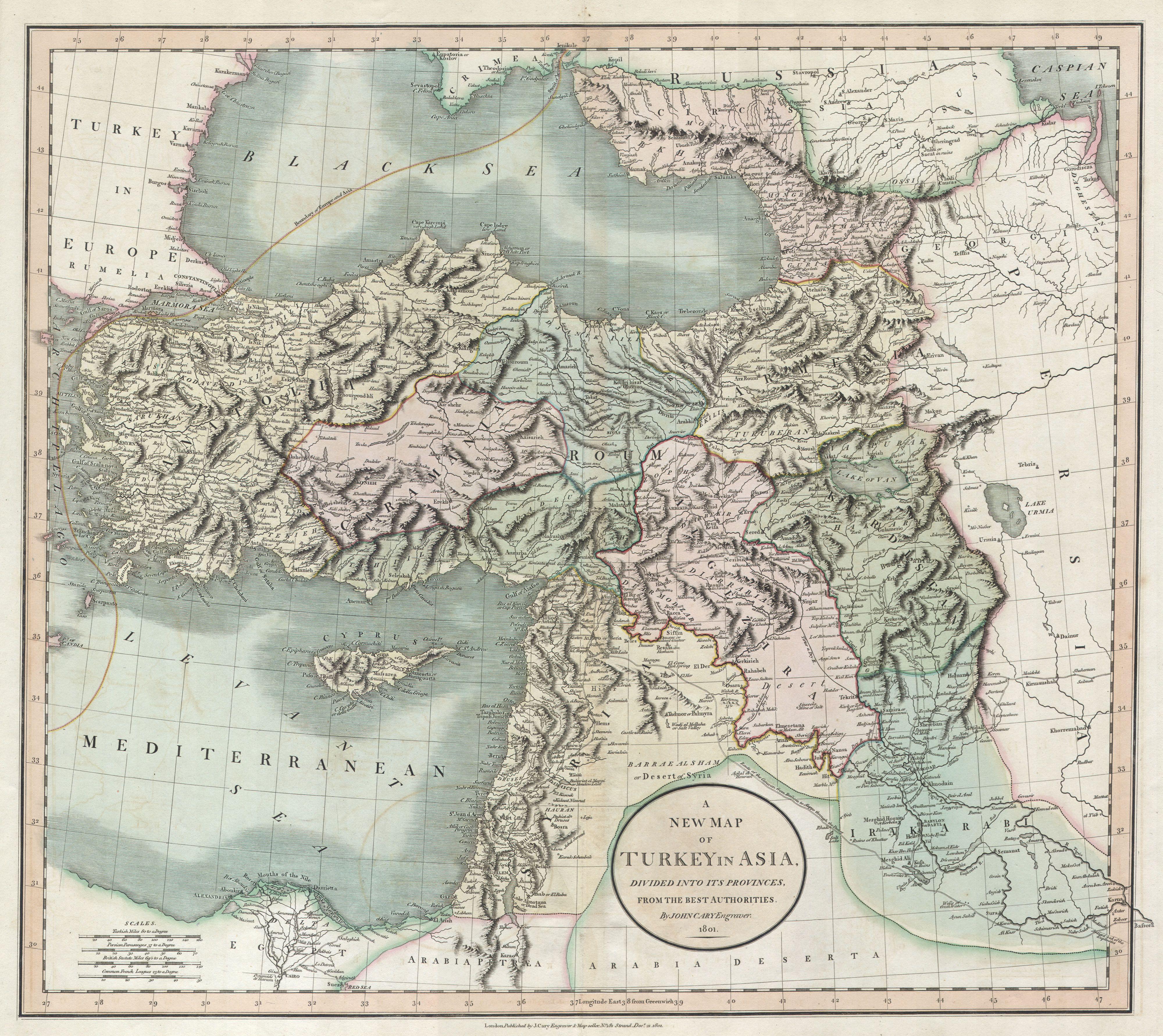 Historische Karte Naher/Mittlerer Osten von 1801