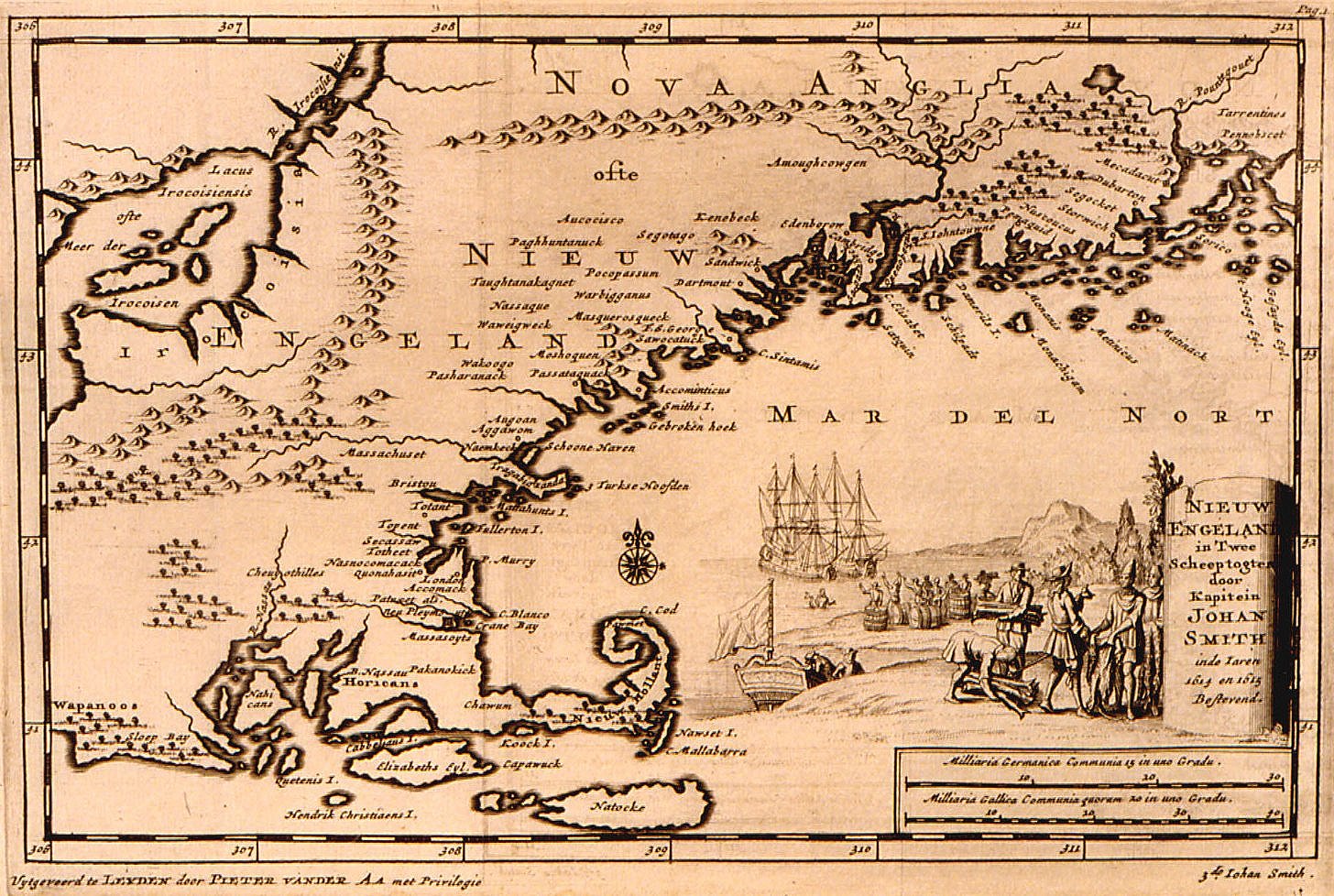 historische karte der USA 1707