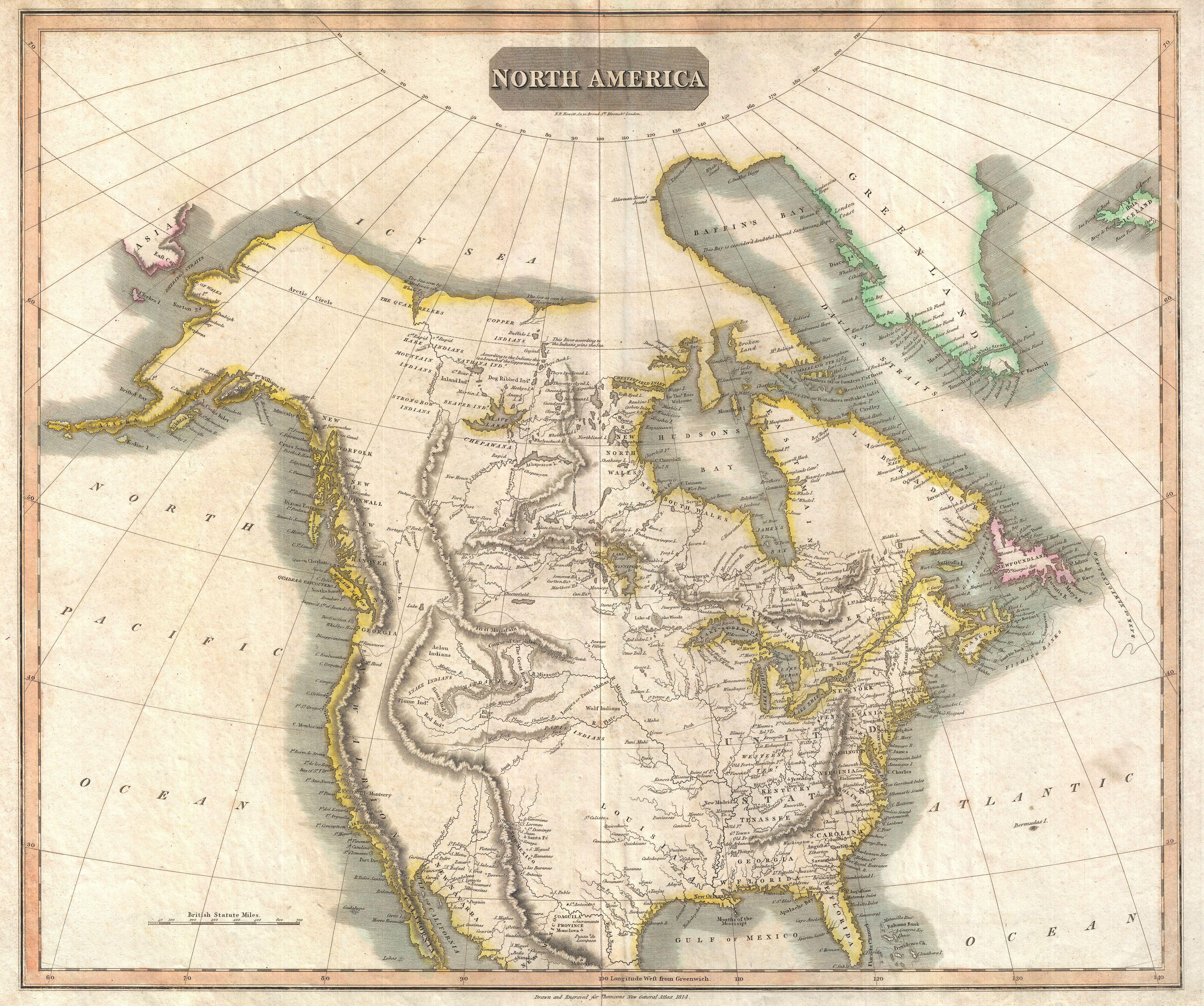 historische karte der USA/Nordamerika 1814