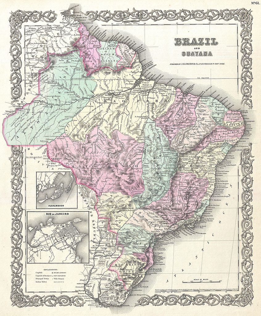 Historische Karte Brasilien von 1855