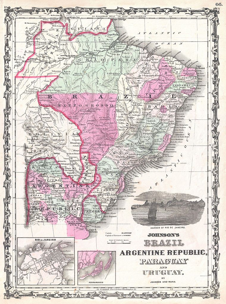Historische Karte Brasilien von 1862