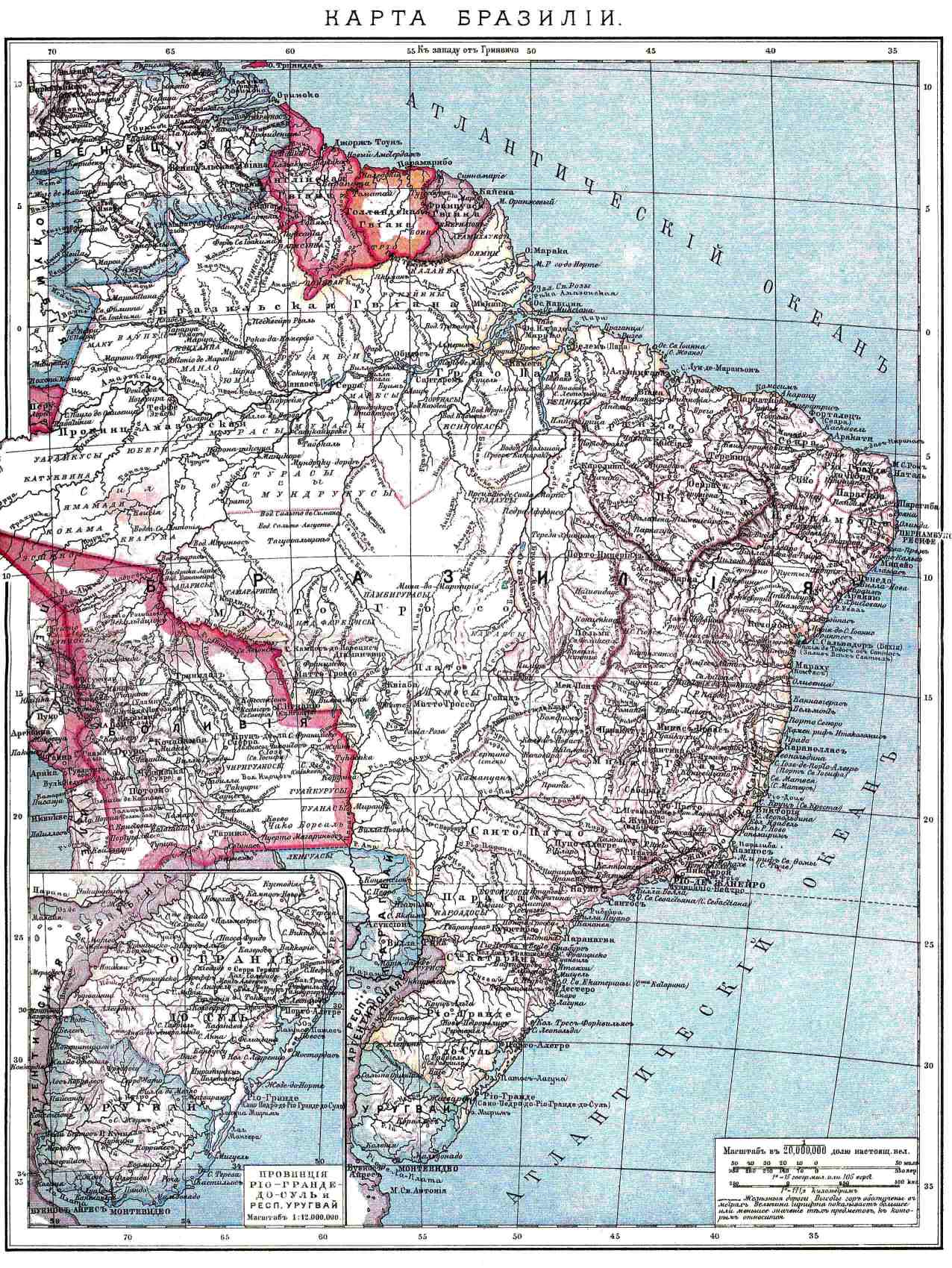 Historische Karte Brasilien von 1900