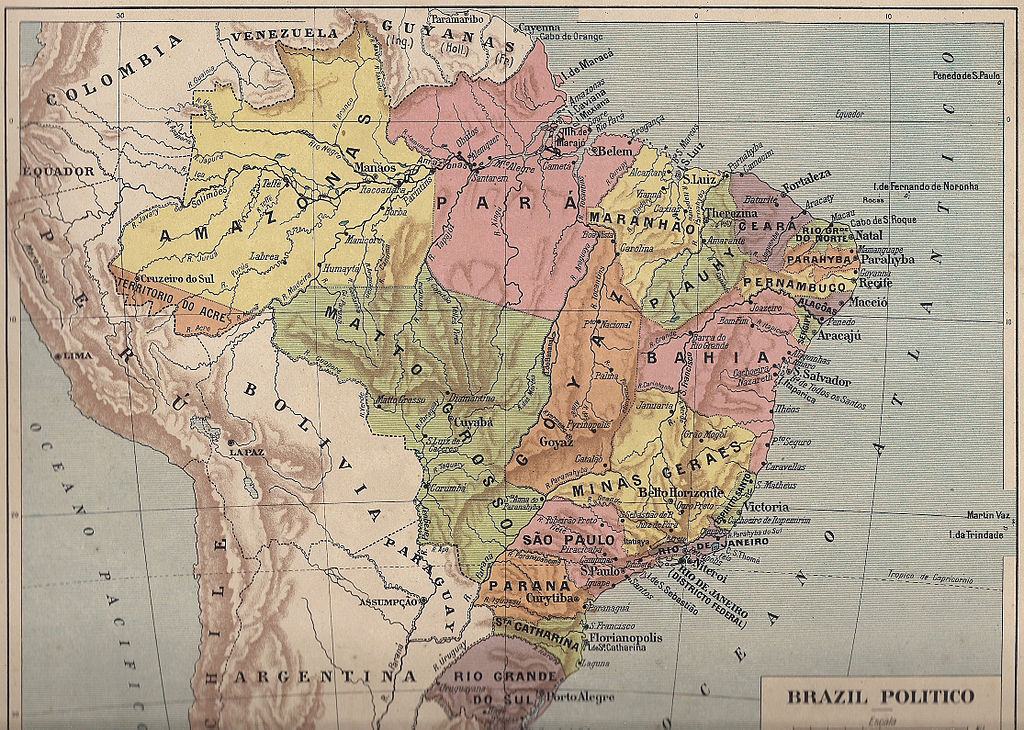 Historische Karte Brasilien von 1922