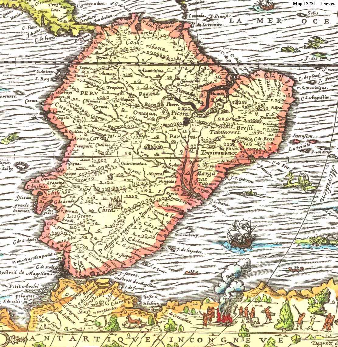 Historische Karte Sdamerika von 1575
