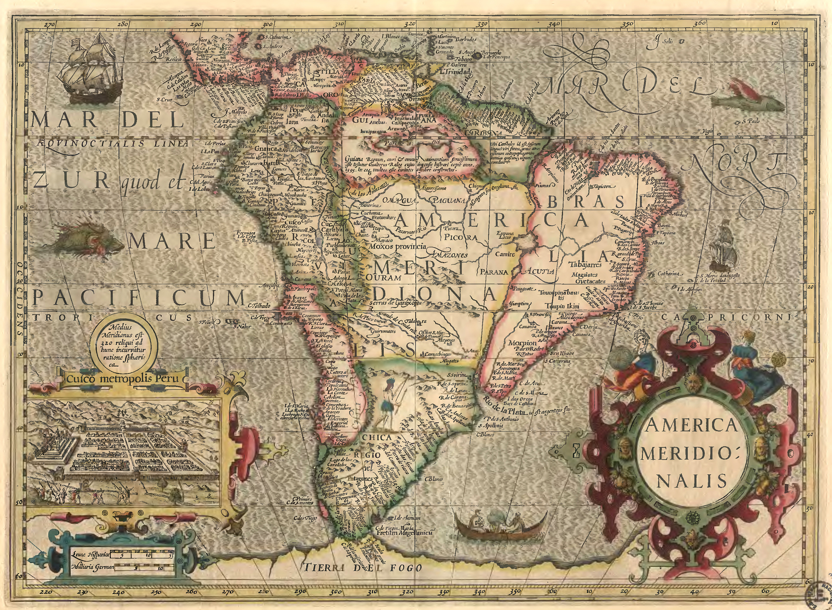 Historische Karte Sdamerika von 1606