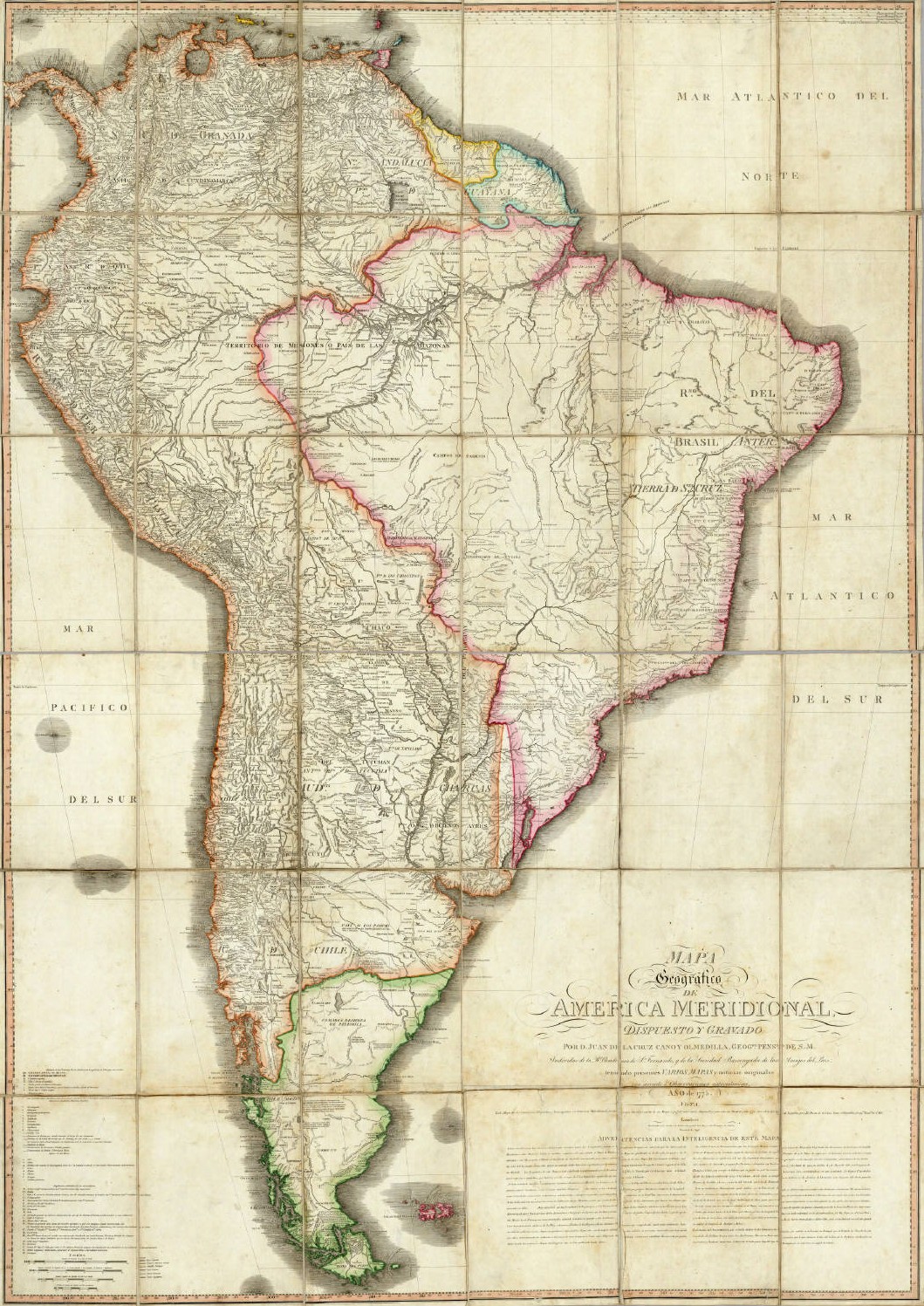 Historische Karte Sdamerika von 1790